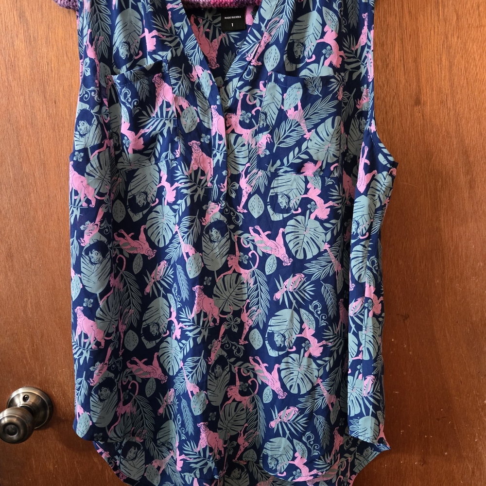 Disney Blue and Pink Tropical Blouse